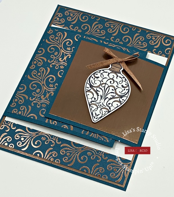 Overlapping fun fold card number 2 features the Stampin' Up! Brightly Gleaming Suite